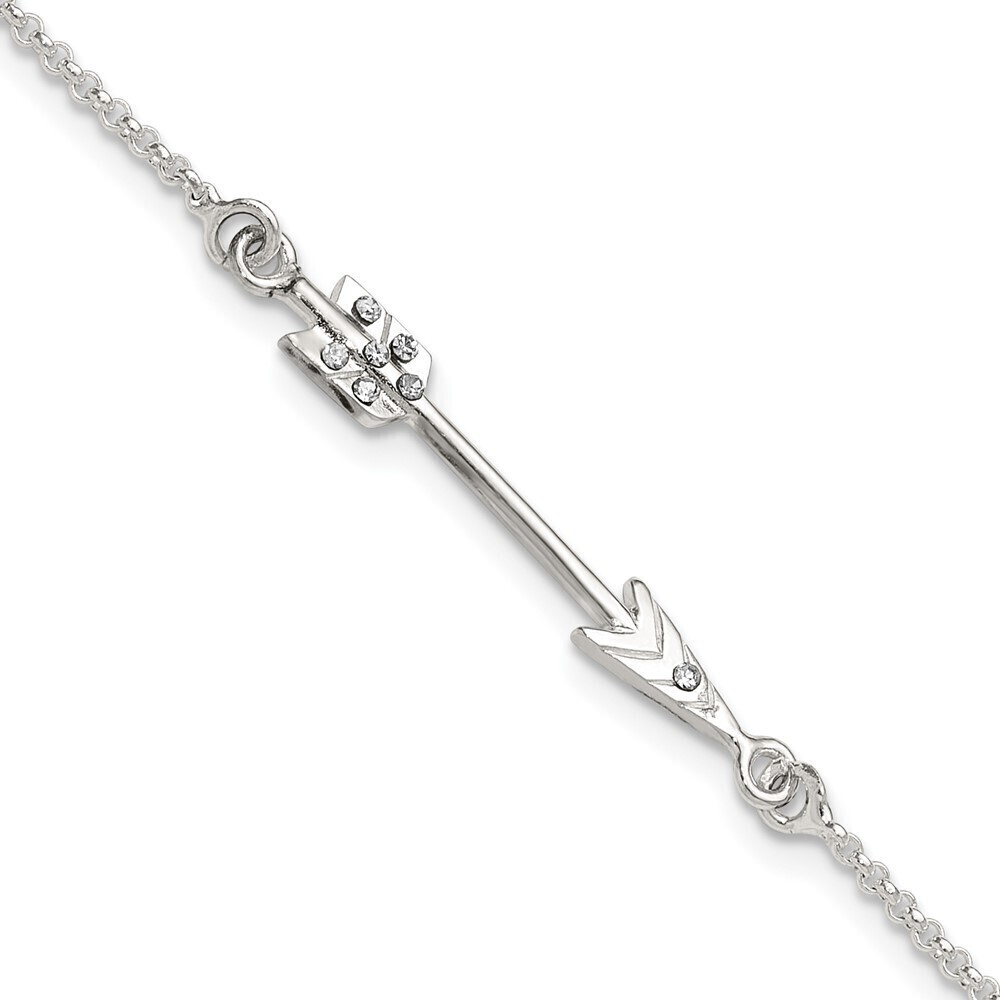 Kazi Luxury Sterling Silver Polished CZ Arrow Bracelet